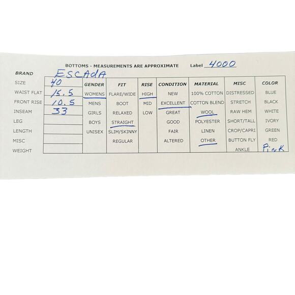 Escada Pink Pink Herringbone Wool Tweed Straight Leg Dress Pants Womens Sz 40 M - Picture 10 of 11